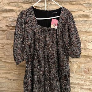 Sister Jane Confetti twill mini dress gray and navy size L new with tags